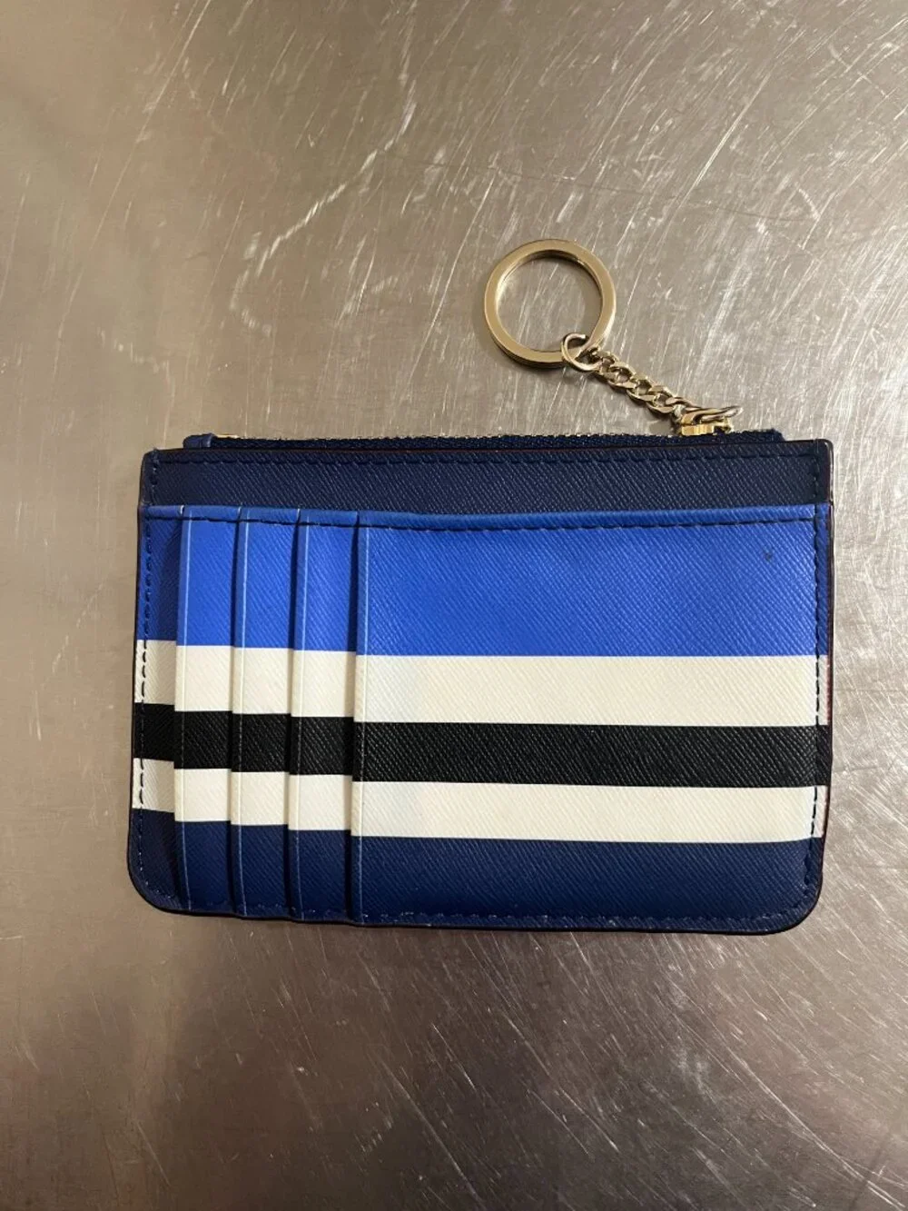 KATE SPADE Laurel Way Multi-Stripe Saffiano Zip Coin Purse Wristlet